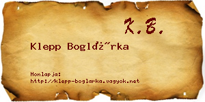 Klepp Boglárka névjegykártya